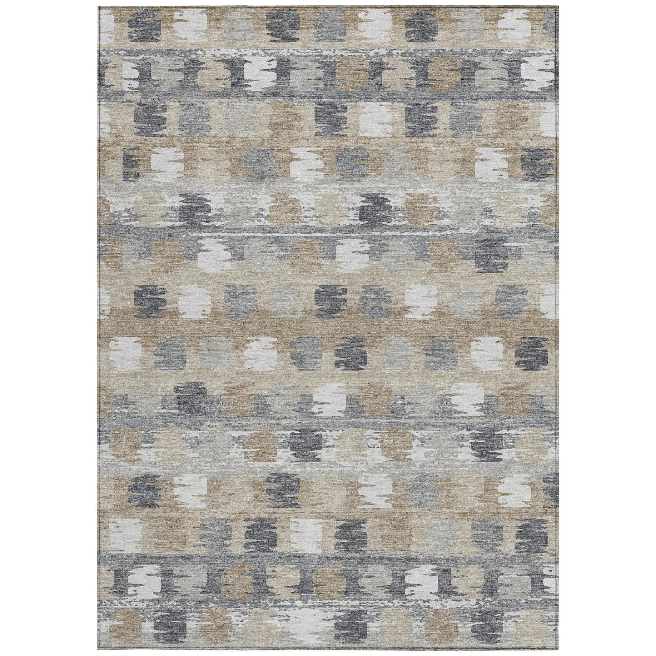 5' X 8' Beige And Brown Abstract Washable Indoor Outdoor Area Rug Homeroots Outdoor