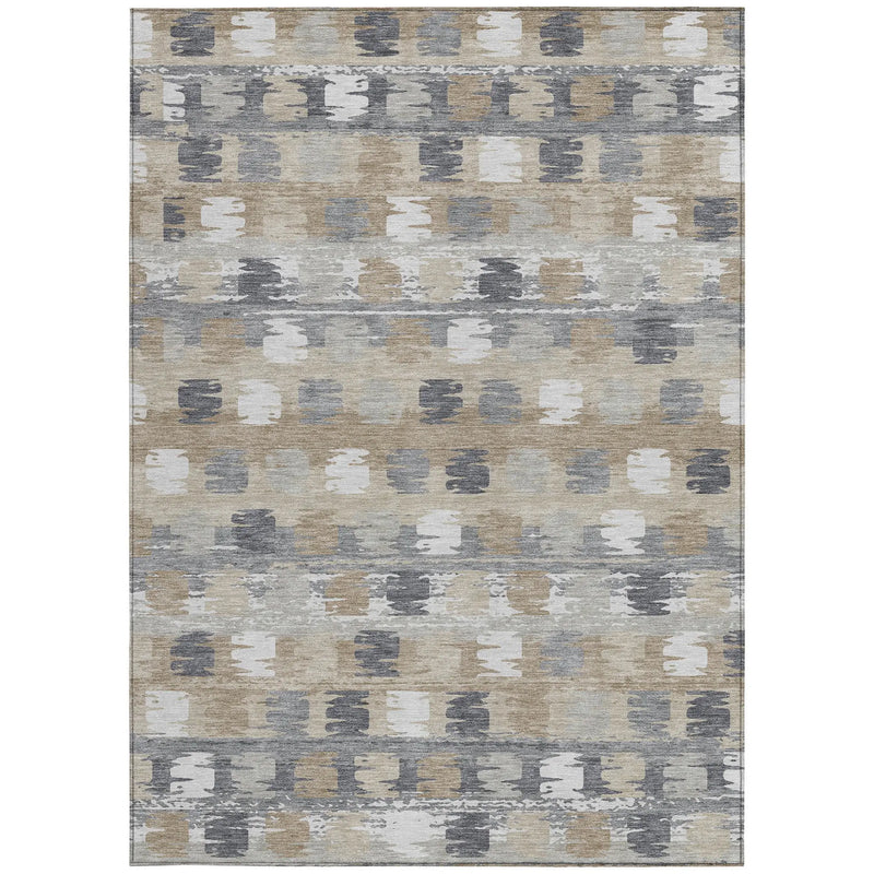 5' X 8' Beige And Brown Abstract Washable Indoor Outdoor Area Rug Homeroots Outdoor