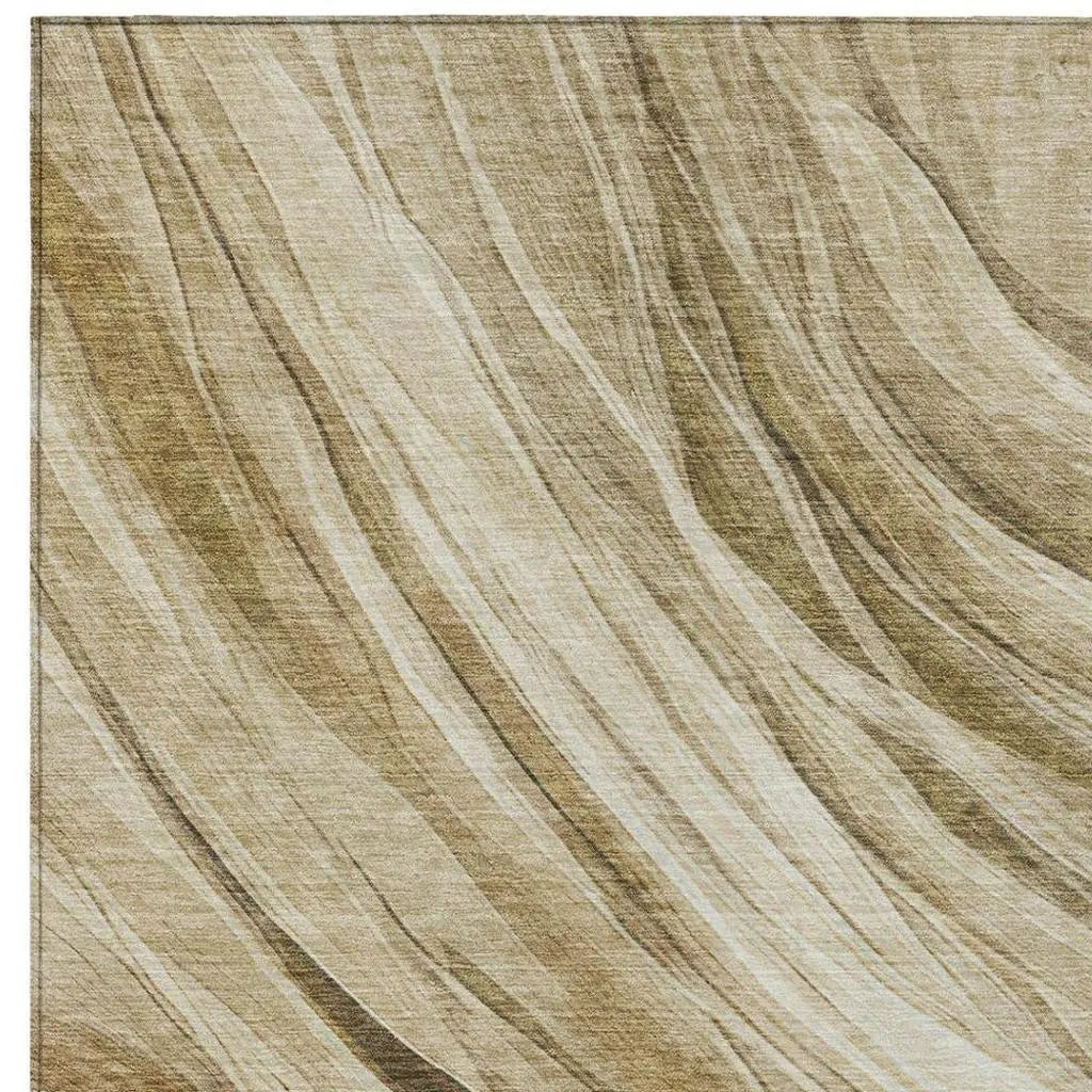 5' X 8' Beige And Brown Abstract Washable Indoor Outdoor Area Rug Homeroots Outdoor