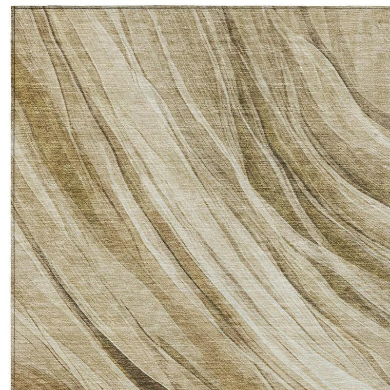 5' X 8' Beige And Brown Abstract Washable Indoor Outdoor Area Rug Homeroots Outdoor