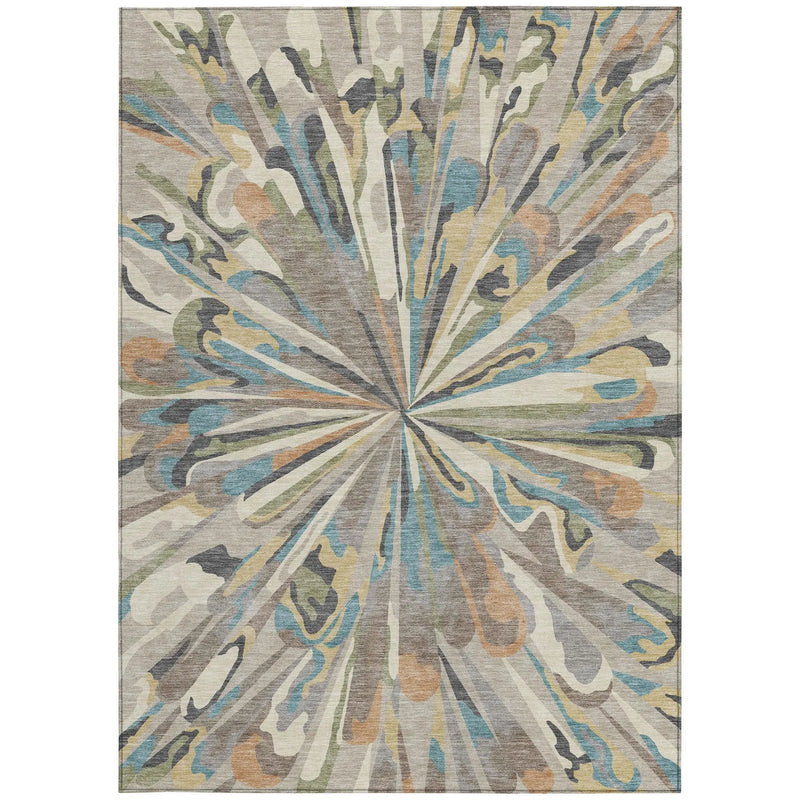 5' X 8' Beige And Brown Abstract Washable Indoor Outdoor Area Rug Homeroots Outdoor