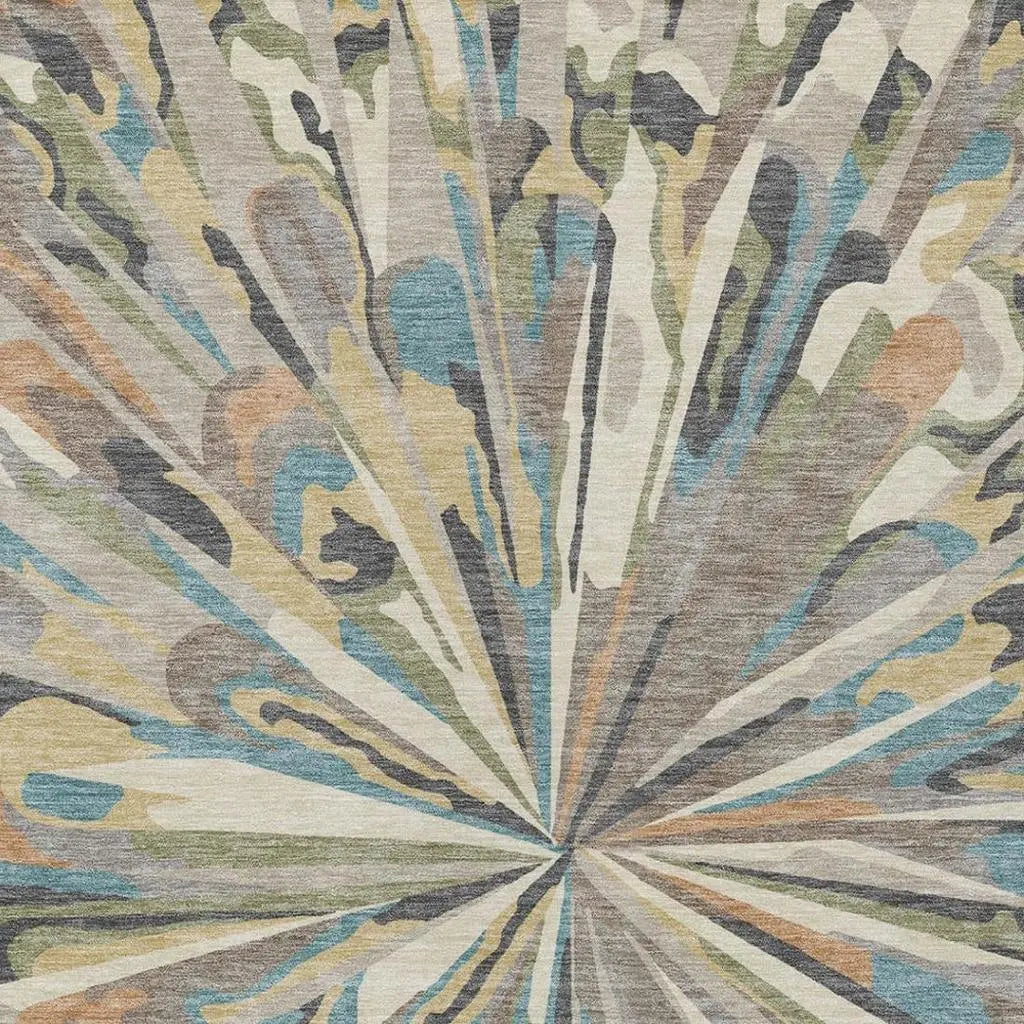 5' X 8' Beige And Brown Abstract Washable Indoor Outdoor Area Rug Homeroots Outdoor