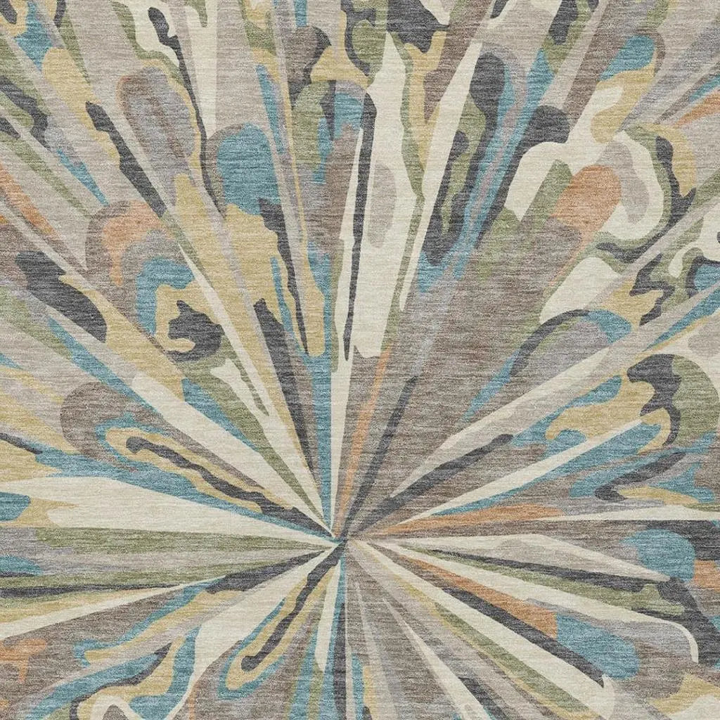 5' X 8' Beige And Brown Abstract Washable Indoor Outdoor Area Rug Homeroots Outdoor