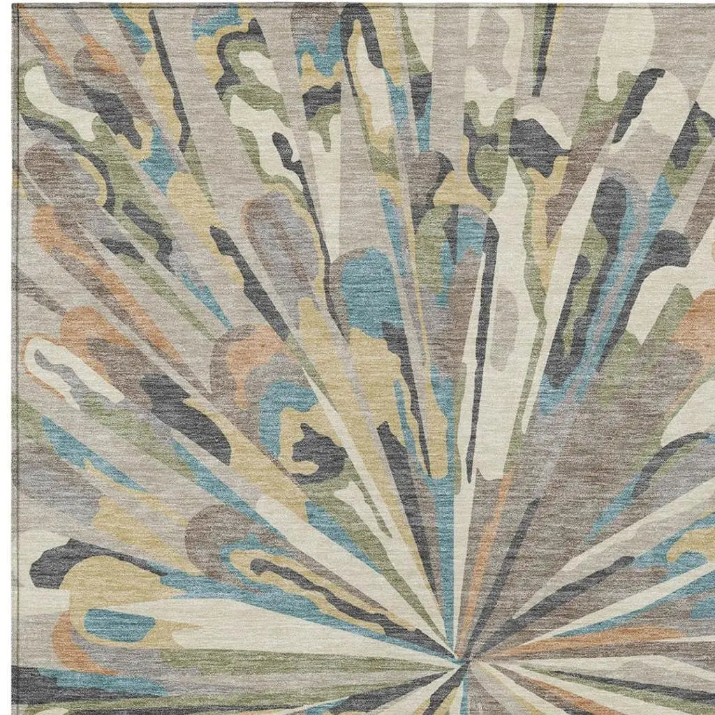 5' X 8' Beige And Brown Abstract Washable Indoor Outdoor Area Rug Homeroots Outdoor