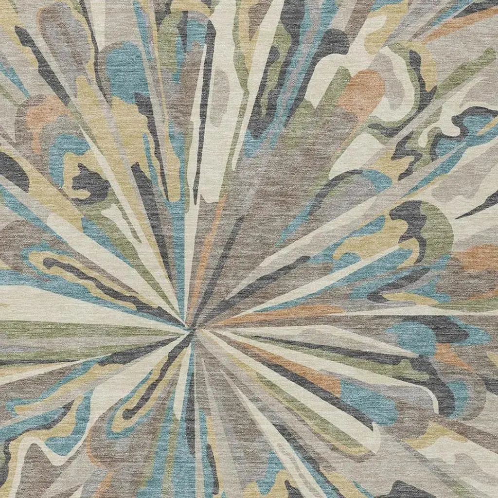 5' X 8' Beige And Brown Abstract Washable Indoor Outdoor Area Rug Homeroots Outdoor