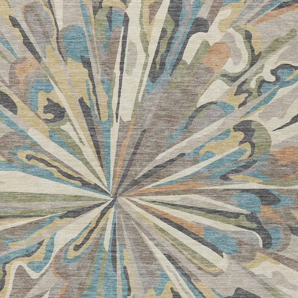 5' X 8' Beige And Brown Abstract Washable Indoor Outdoor Area Rug Homeroots Outdoor