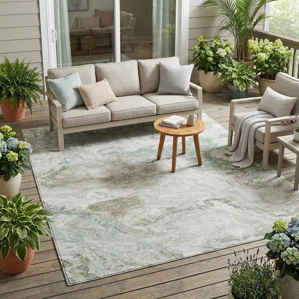 5' X 8' Beige And Brown Abstract Washable Indoor Outdoor Area Rug Homeroots Outdoor