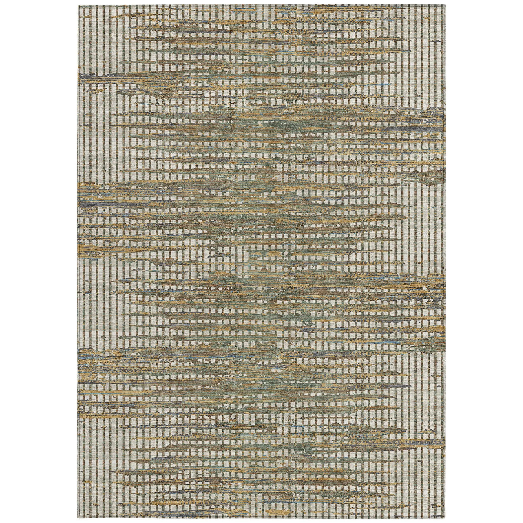 5' X 8' Beige And Brown Abstract Washable Indoor Outdoor Area Rug Homeroots Outdoor