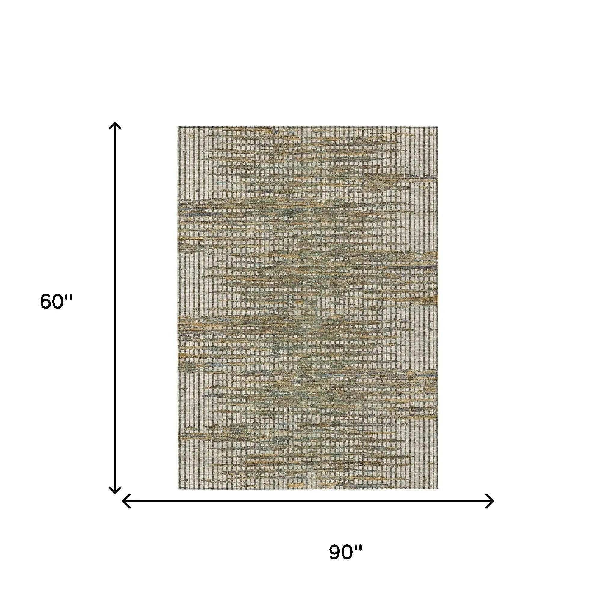 5' X 8' Beige And Brown Abstract Washable Indoor Outdoor Area Rug Homeroots Outdoor