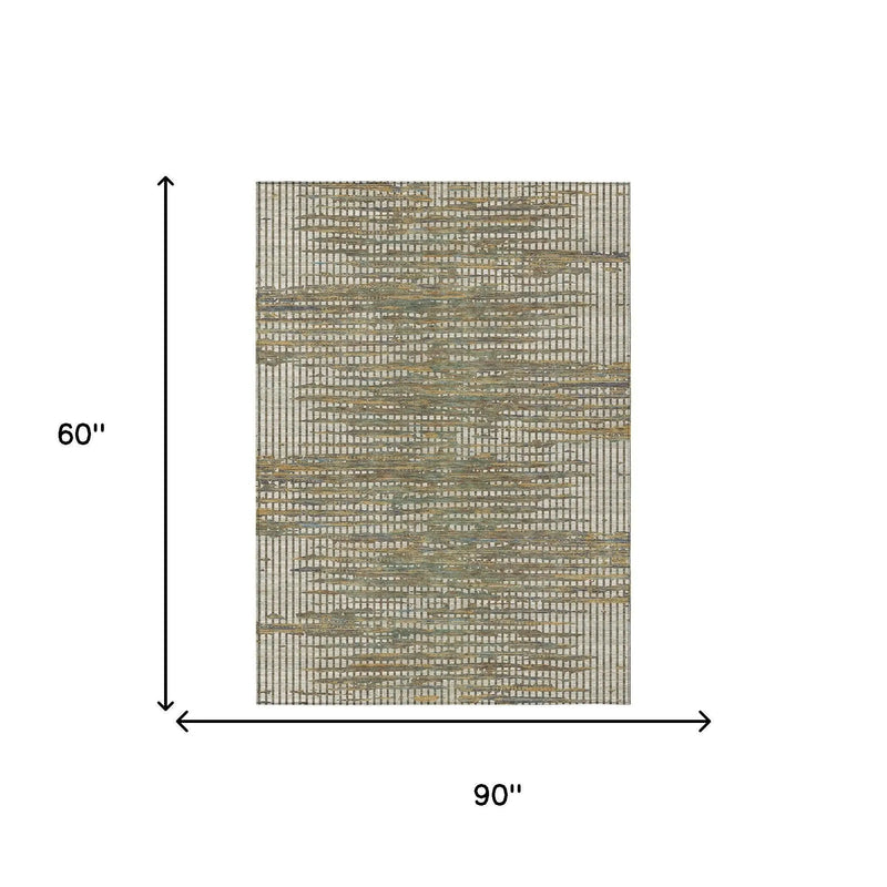 5' X 8' Beige And Brown Abstract Washable Indoor Outdoor Area Rug Homeroots Outdoor