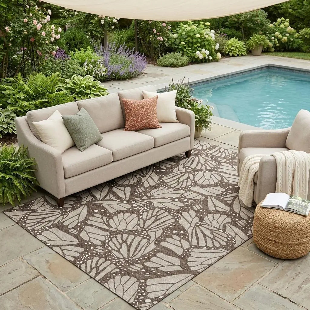 5' X 8' Beige And Brown Animal Print Washable Indoor Outdoor Area Rug Homeroots Outdoor