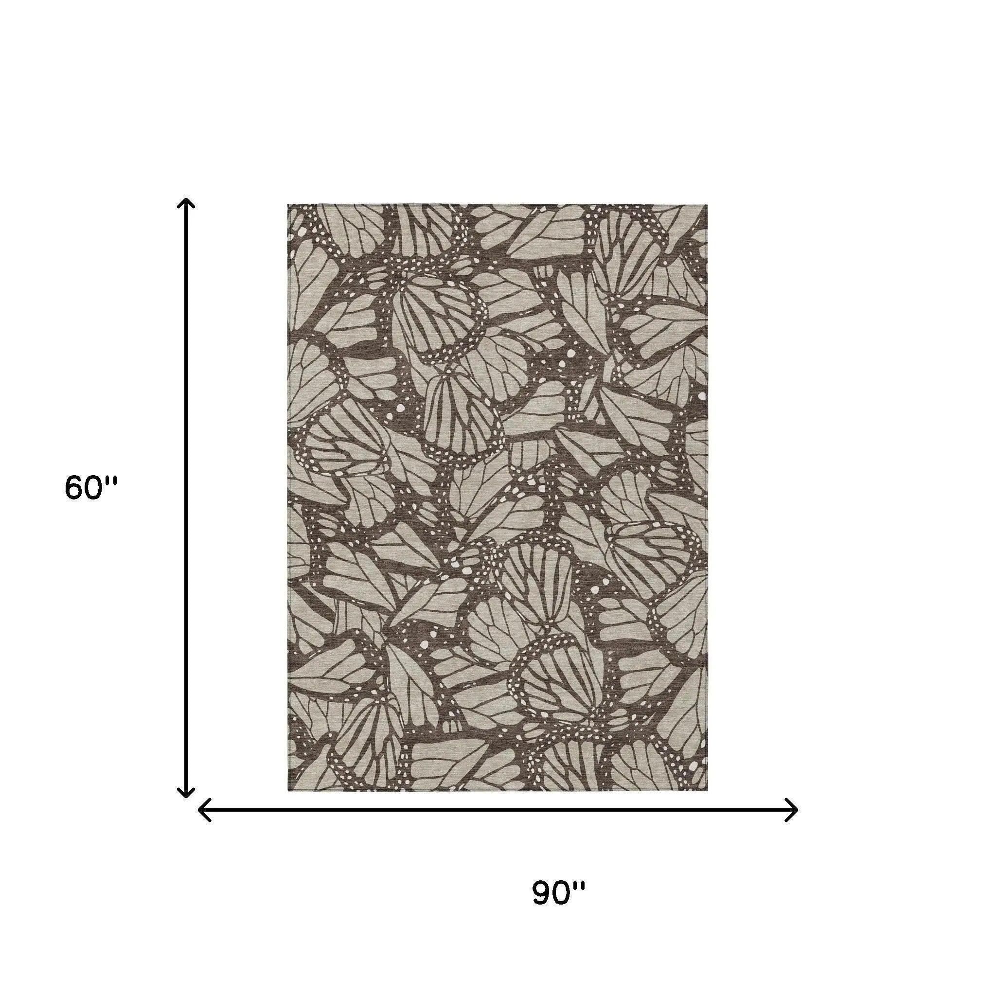 5' X 8' Beige And Brown Animal Print Washable Indoor Outdoor Area Rug Homeroots Outdoor