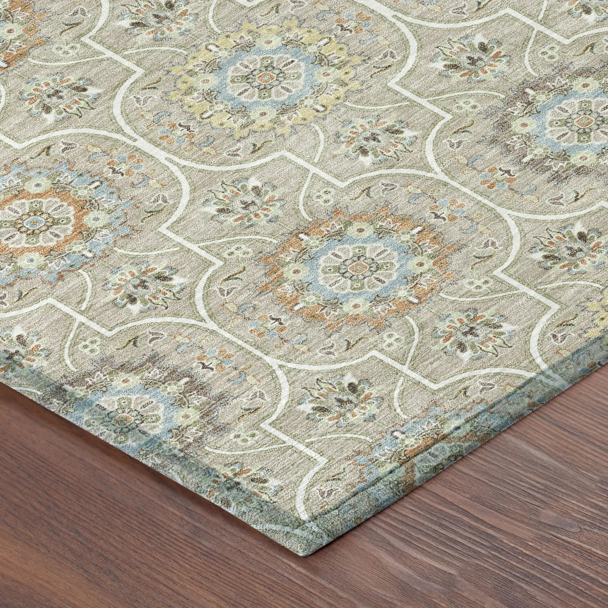 5' X 8' Beige And Brown Floral Medallion Washable Indoor Outdoor Area Rug Homeroots Outdoor