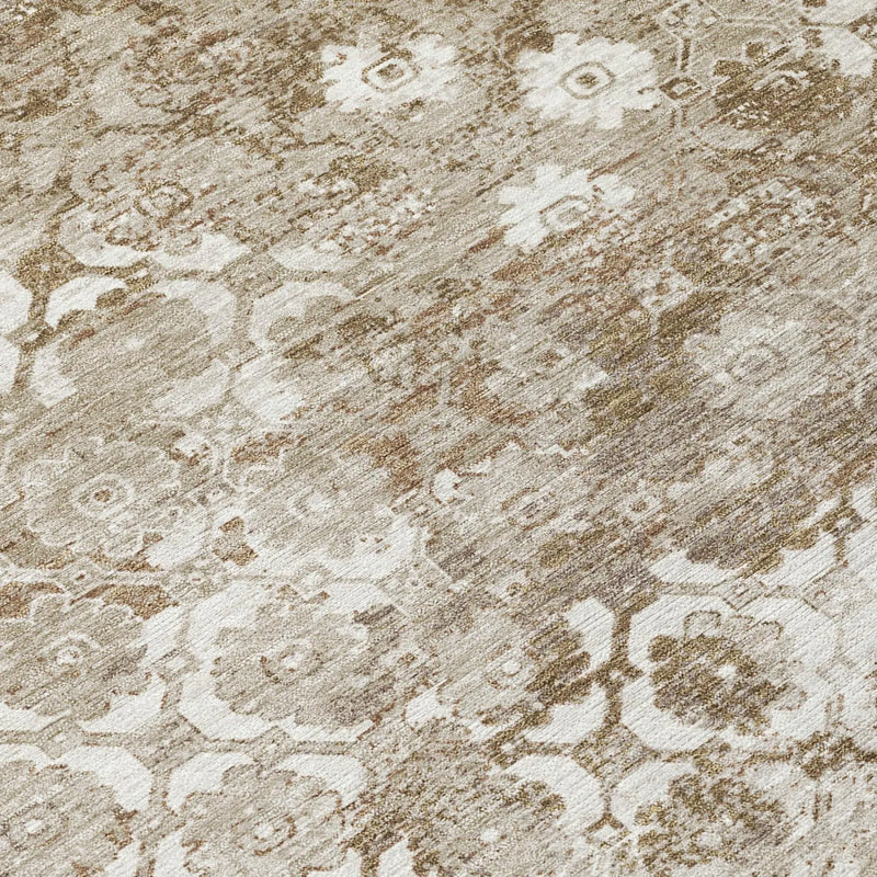 5' X 8' Beige And Brown Floral Medallion Washable Indoor Outdoor Area Rug Homeroots Outdoor