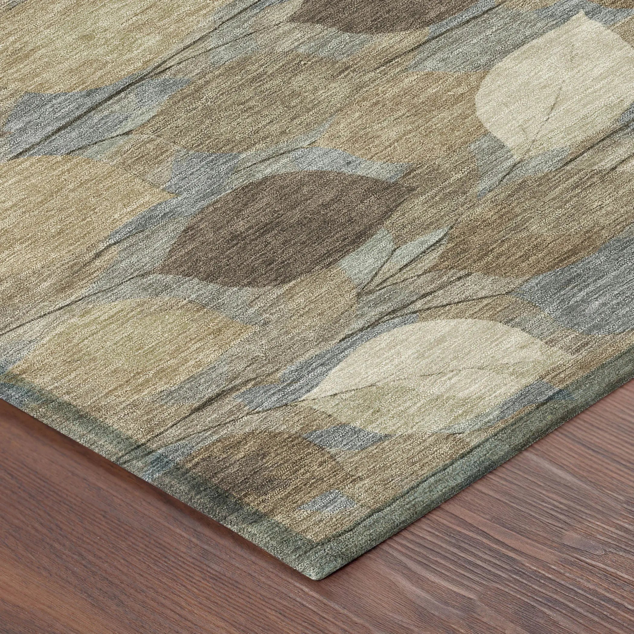 5' X 8' Beige And Brown Floral Washable Indoor Outdoor Area Rug Homeroots Outdoor