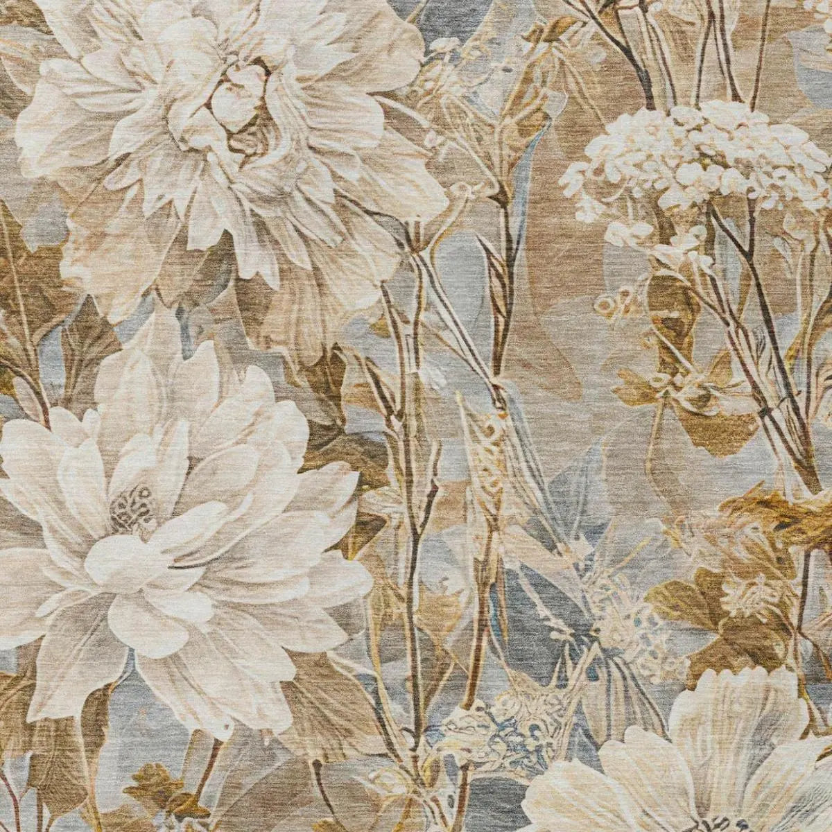5' X 8' Beige And Brown Floral Washable Indoor Outdoor Area Rug Homeroots Outdoor