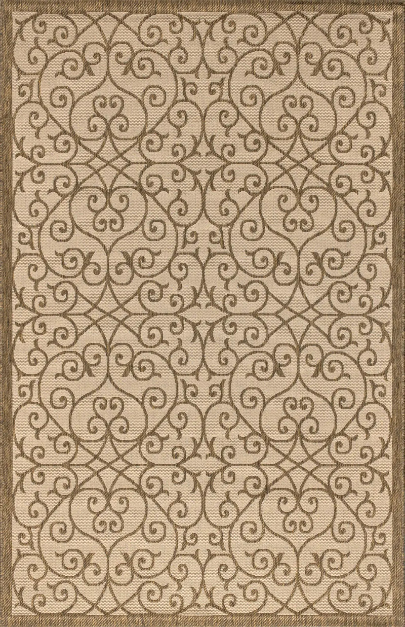 5' X 8' Beige And Brown Geometric Indoor Outdoor Area Rug Homeroots Outdoor