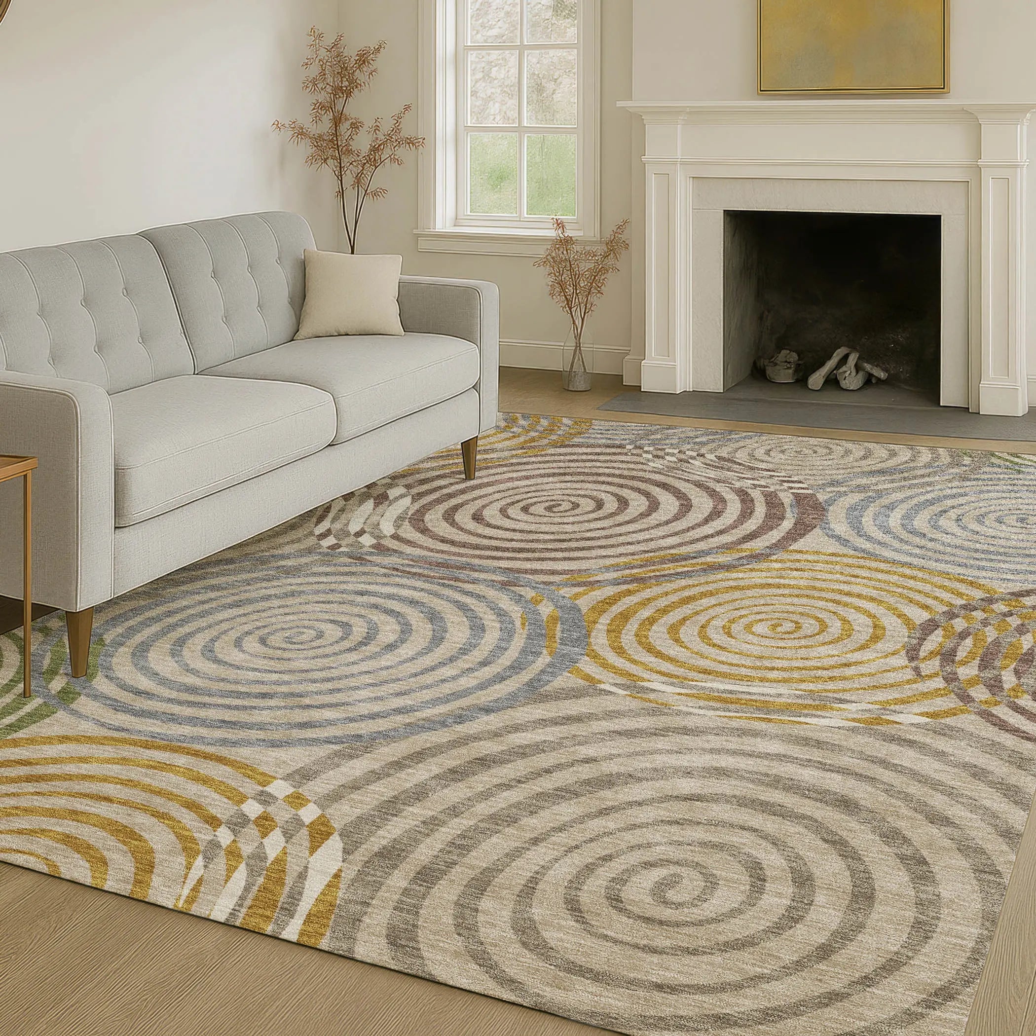 5' X 8' Beige And Brown Geometric Washable Indoor Outdoor Area Rug Homeroots Outdoor