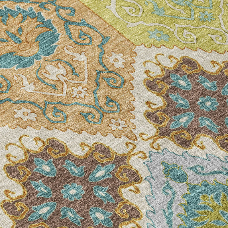 5' X 8' Beige And Brown Geometric Washable Indoor Outdoor Area Rug Homeroots Outdoor