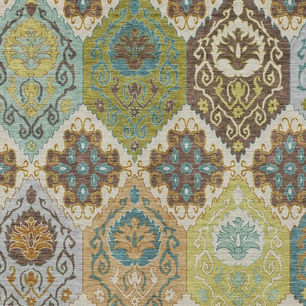 5' X 8' Beige And Brown Geometric Washable Indoor Outdoor Area Rug Homeroots Outdoor