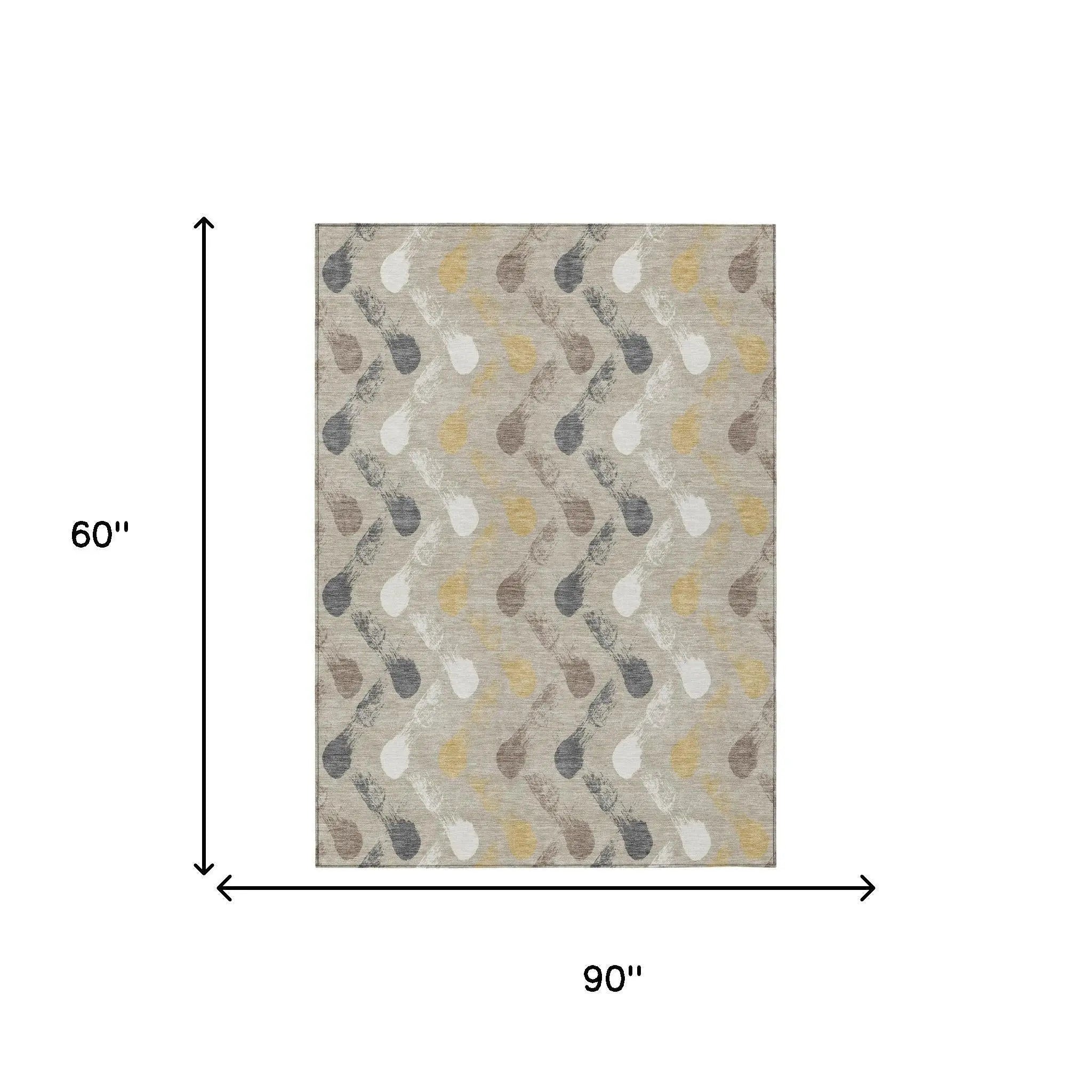 5' X 8' Beige And Brown Geometric Washable Indoor Outdoor Area Rug Homeroots Outdoor
