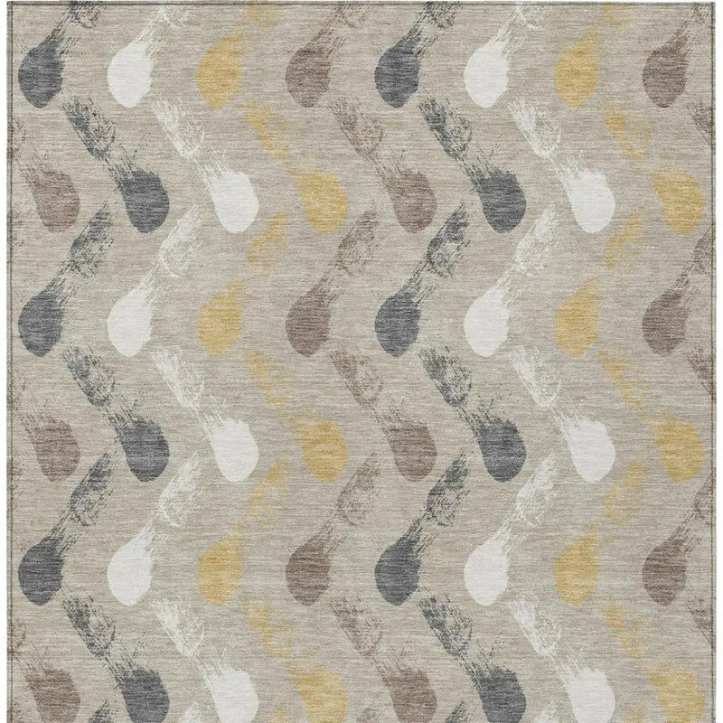 5' X 8' Beige And Brown Geometric Washable Indoor Outdoor Area Rug Homeroots Outdoor
