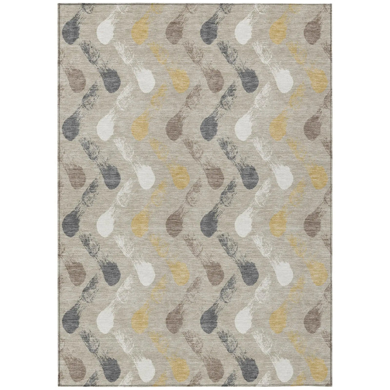 5' X 8' Beige And Brown Geometric Washable Indoor Outdoor Area Rug Homeroots Outdoor