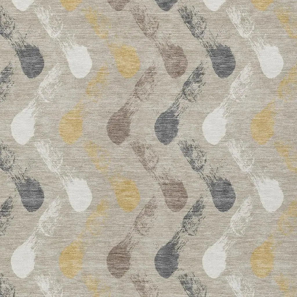 5' X 8' Beige And Brown Geometric Washable Indoor Outdoor Area Rug Homeroots Outdoor