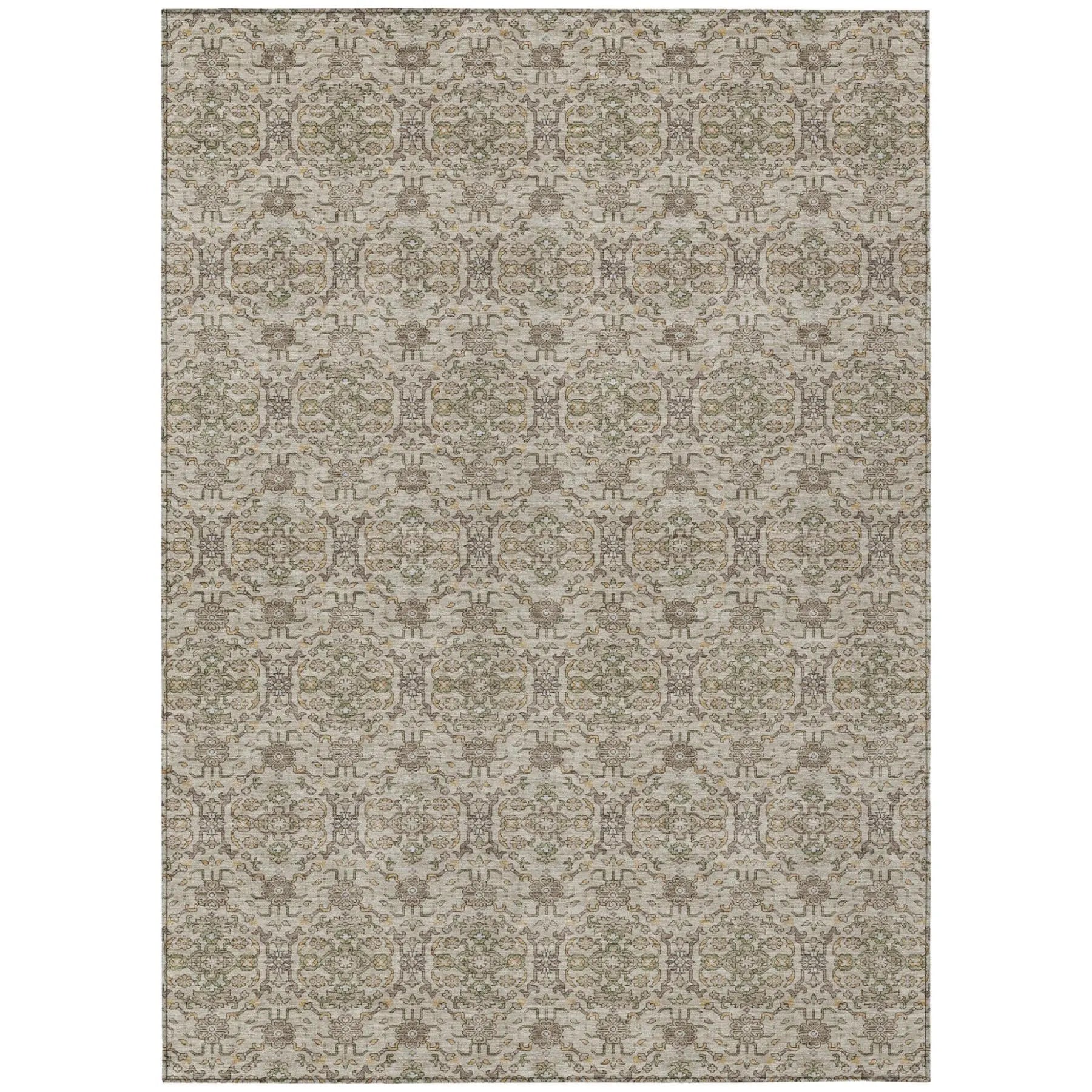 5' X 8' Beige And Brown Oriental Washable Indoor Outdoor Area Rug Homeroots Outdoor