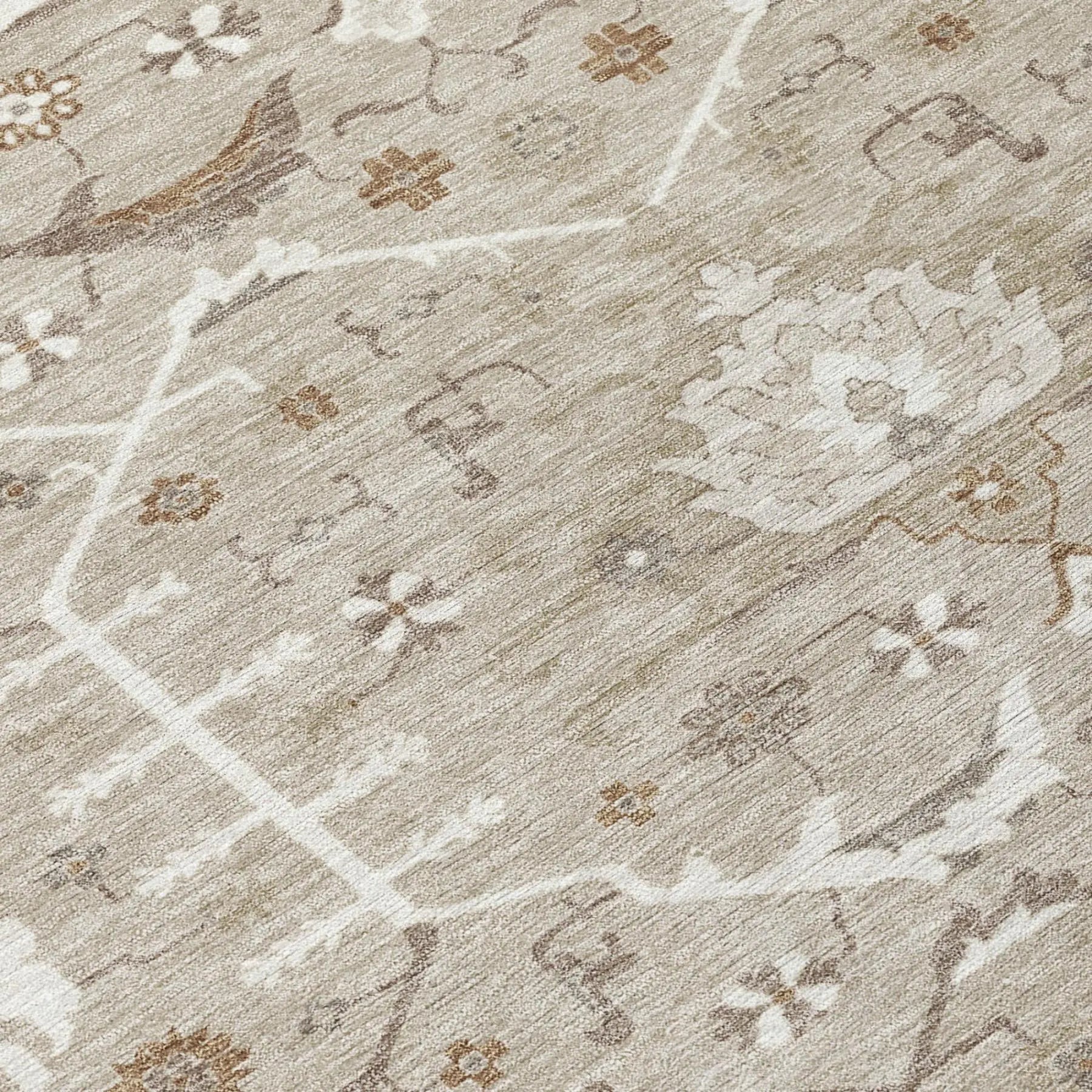 5' X 8' Beige And Brown Oriental Washable Indoor Outdoor Area Rug Homeroots Outdoor