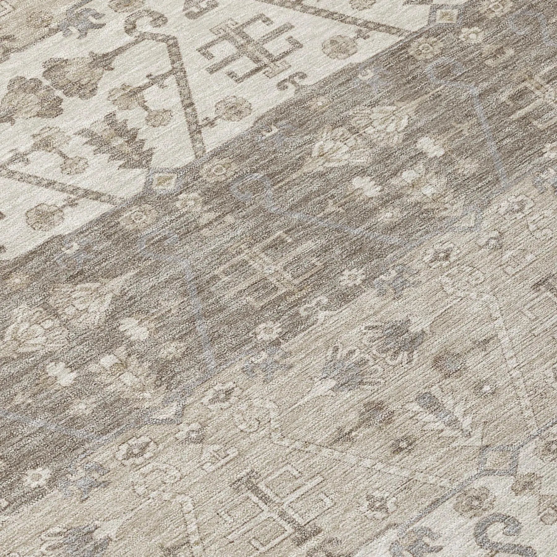 5' X 8' Beige And Brown Oriental Washable Indoor Outdoor Area Rug Homeroots Outdoor