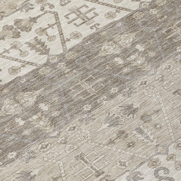 5' X 8' Beige And Brown Oriental Washable Indoor Outdoor Area Rug Homeroots Outdoor