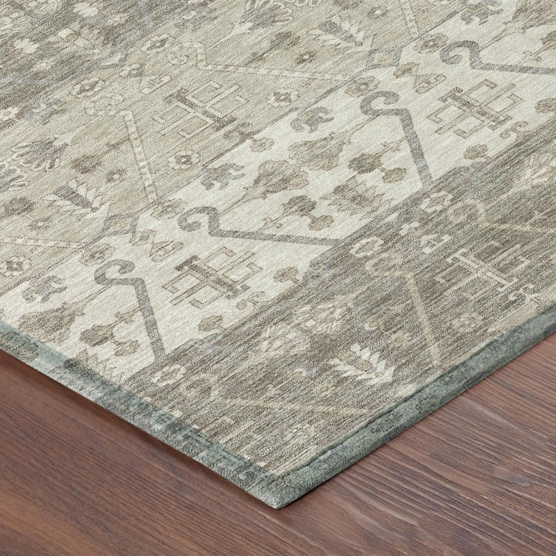 5' X 8' Beige And Brown Oriental Washable Indoor Outdoor Area Rug Homeroots Outdoor