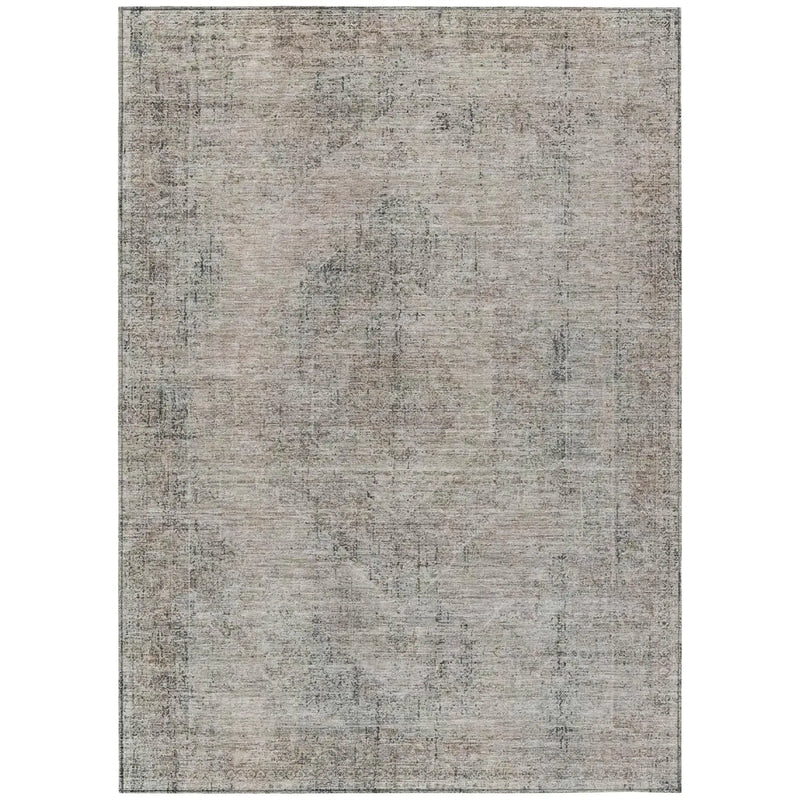 5' X 8' Beige And Brown Oriental Washable Indoor Outdoor Area Rug Homeroots Outdoor