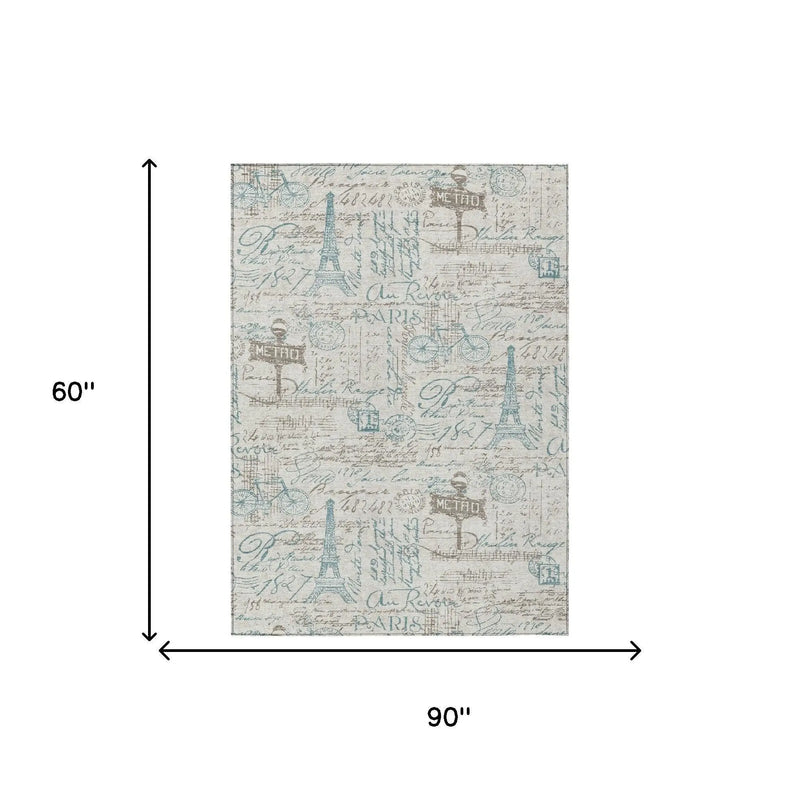 5' X 8' Beige And Brown Southwestern Washable Indoor Outdoor Area Rug Homeroots Outdoor