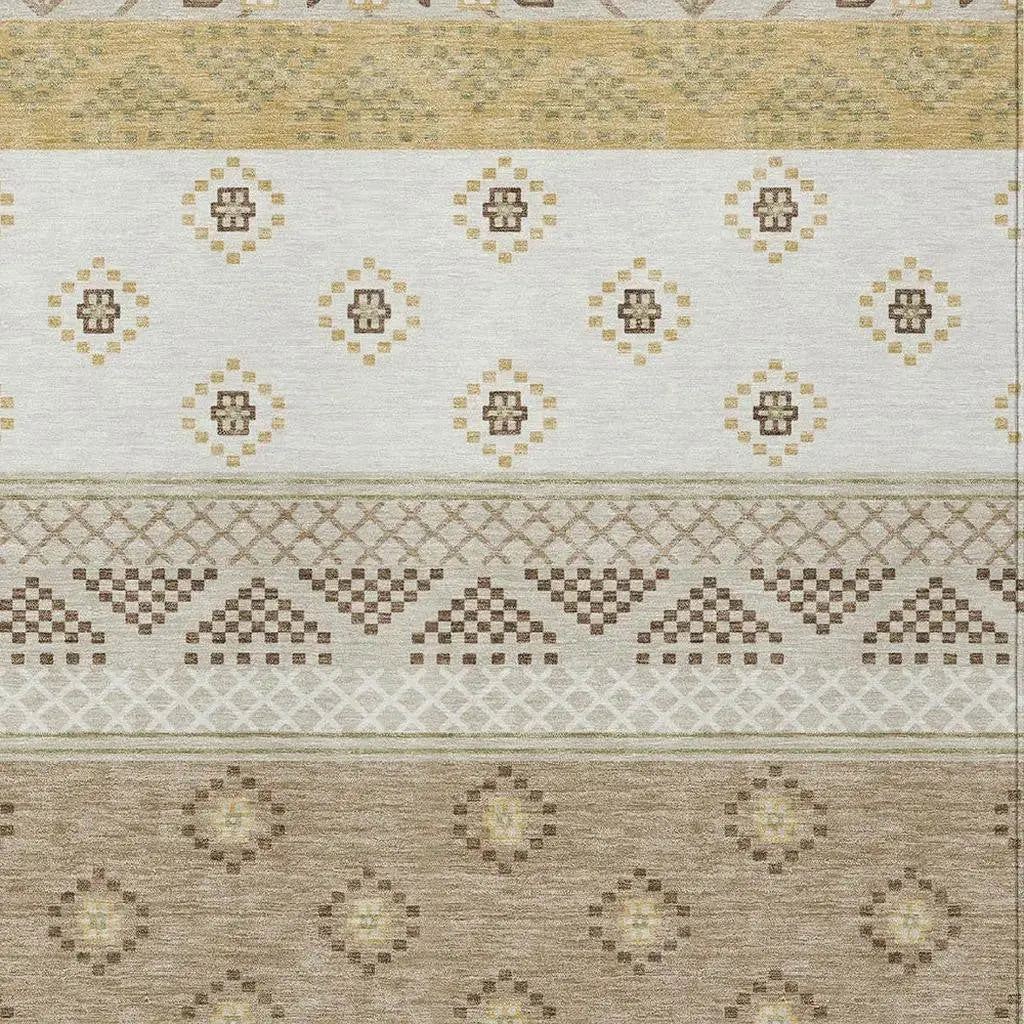 5' X 8' Beige And Brown Striped Washable Indoor Outdoor Area Rug Homeroots Outdoor