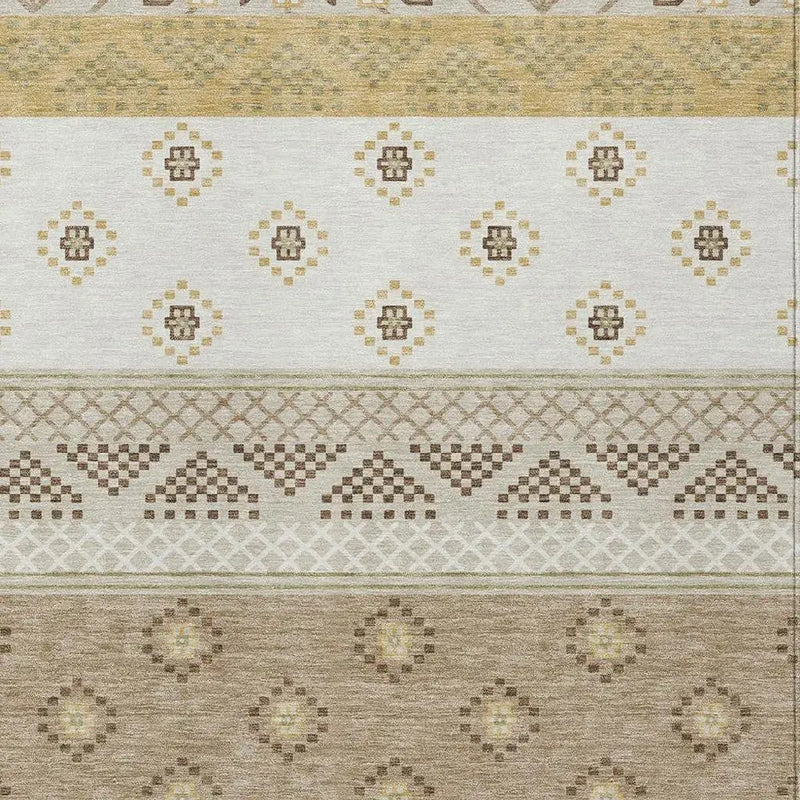 5' X 8' Beige And Brown Striped Washable Indoor Outdoor Area Rug Homeroots Outdoor