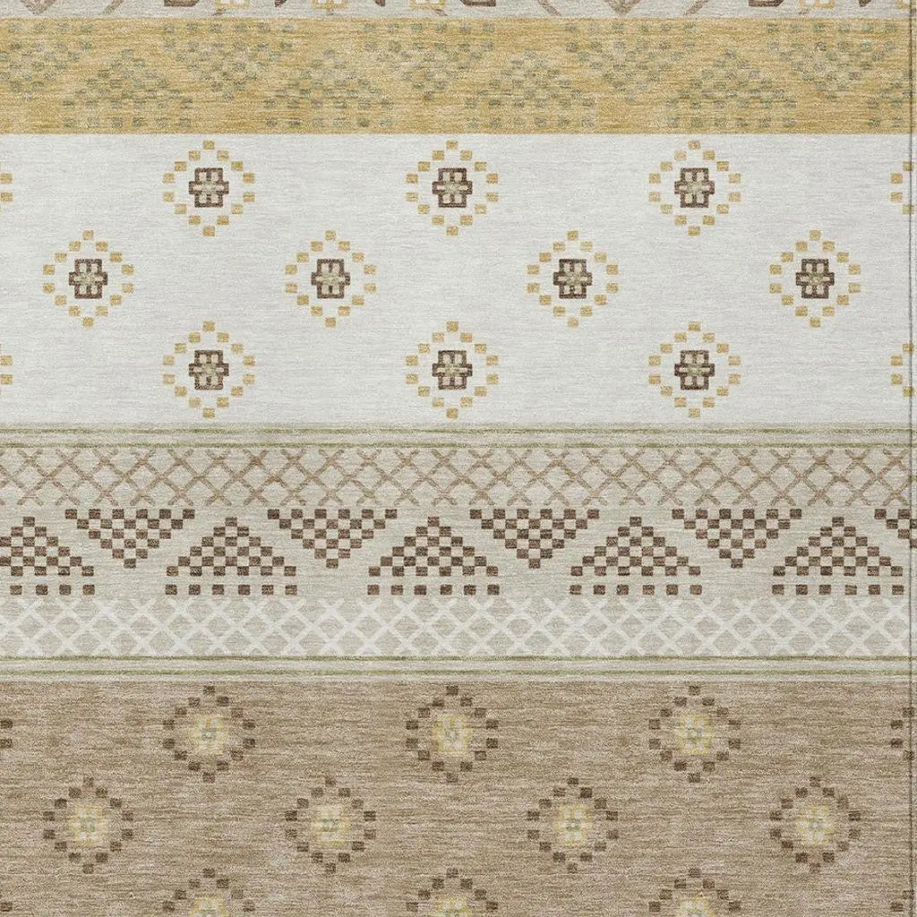 5' X 8' Beige And Brown Striped Washable Indoor Outdoor Area Rug Homeroots Outdoor