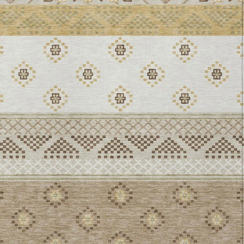 5' X 8' Beige And Brown Striped Washable Indoor Outdoor Area Rug Homeroots Outdoor
