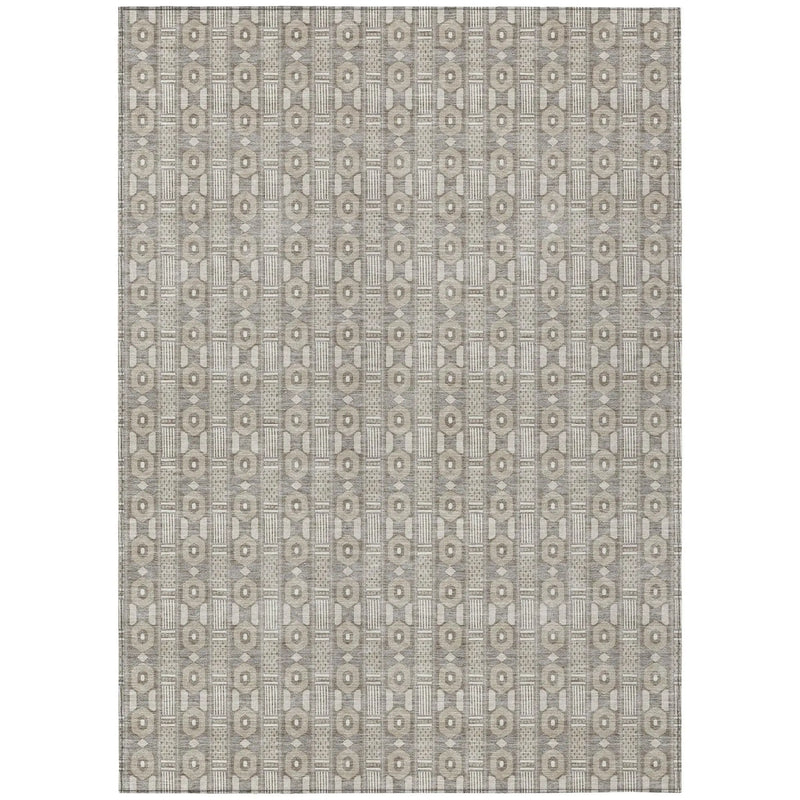 5' X 8' Beige And Brown Striped Washable Indoor Outdoor Area Rug Homeroots Outdoor