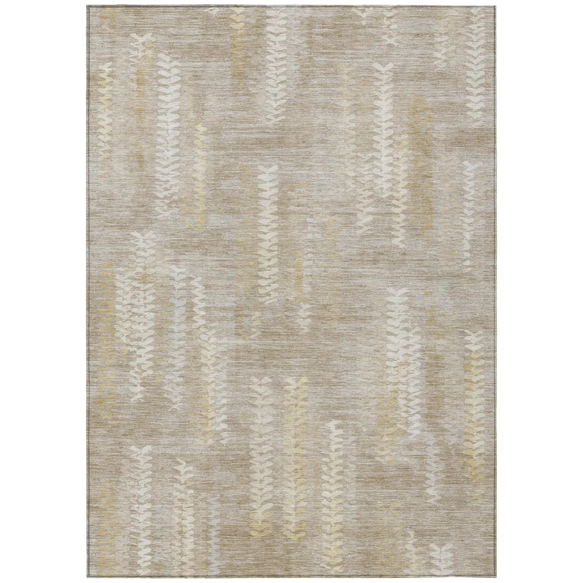5' X 8' Beige And Brown Striped Washable Indoor Outdoor Area Rug Homeroots Outdoor