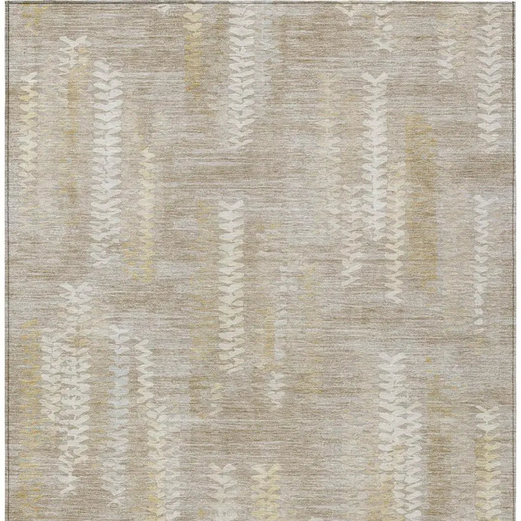 5' X 8' Beige And Brown Striped Washable Indoor Outdoor Area Rug Homeroots Outdoor