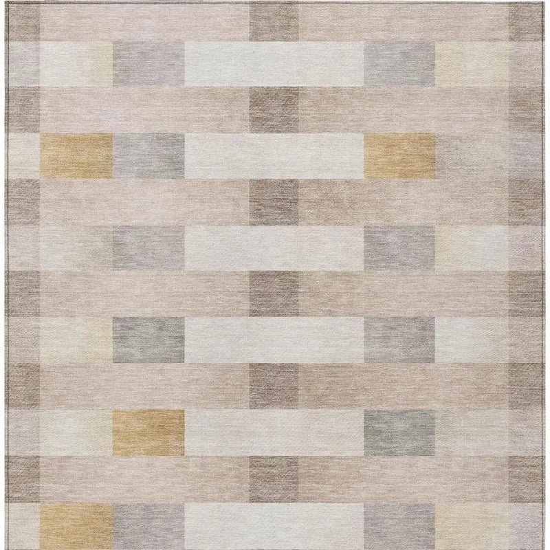 5' X 8' Beige And Brown Striped Washable Indoor Outdoor Area Rug Homeroots Outdoor
