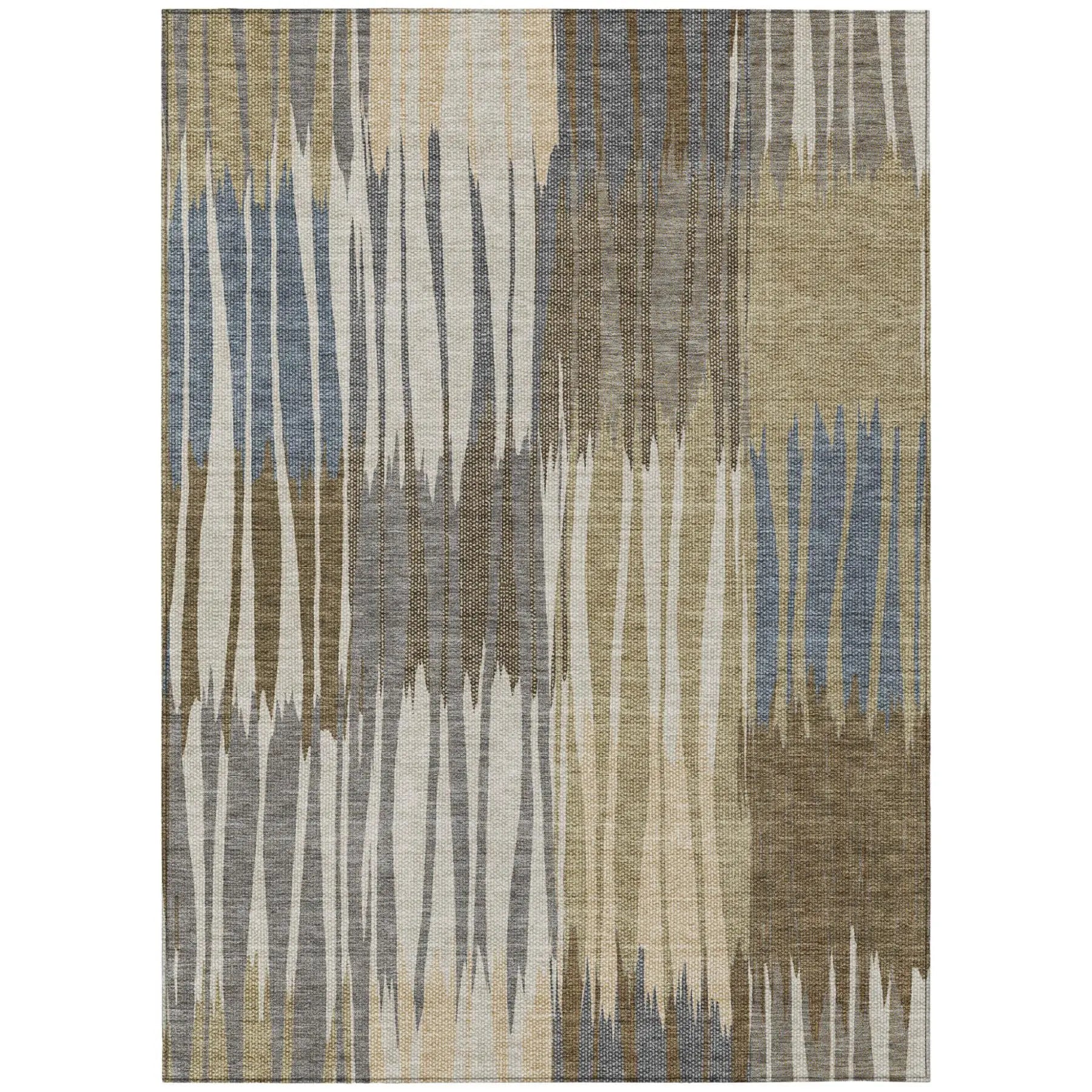 5' X 8' Beige And Brown Striped Washable Indoor Outdoor Area Rug Homeroots Outdoor