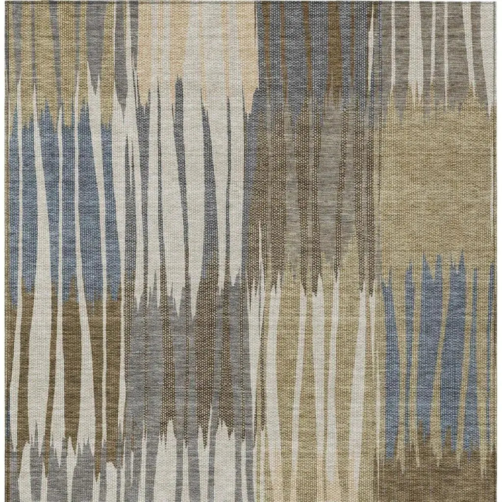 5' X 8' Beige And Brown Striped Washable Indoor Outdoor Area Rug Homeroots Outdoor