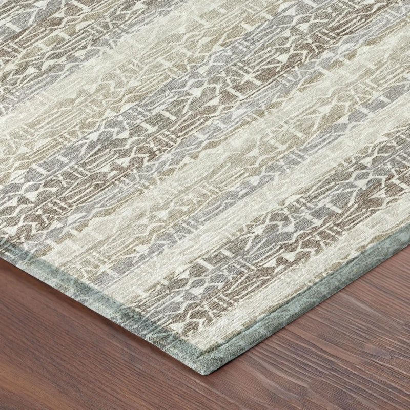 5' X 8' Beige And Brown Striped Washable Indoor Outdoor Area Rug Homeroots Outdoor