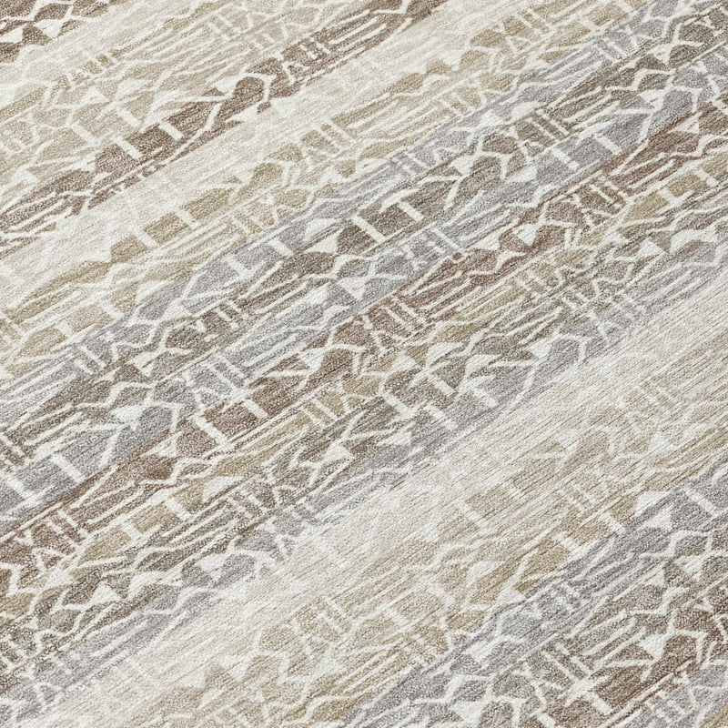 5' X 8' Beige And Brown Striped Washable Indoor Outdoor Area Rug Homeroots Outdoor