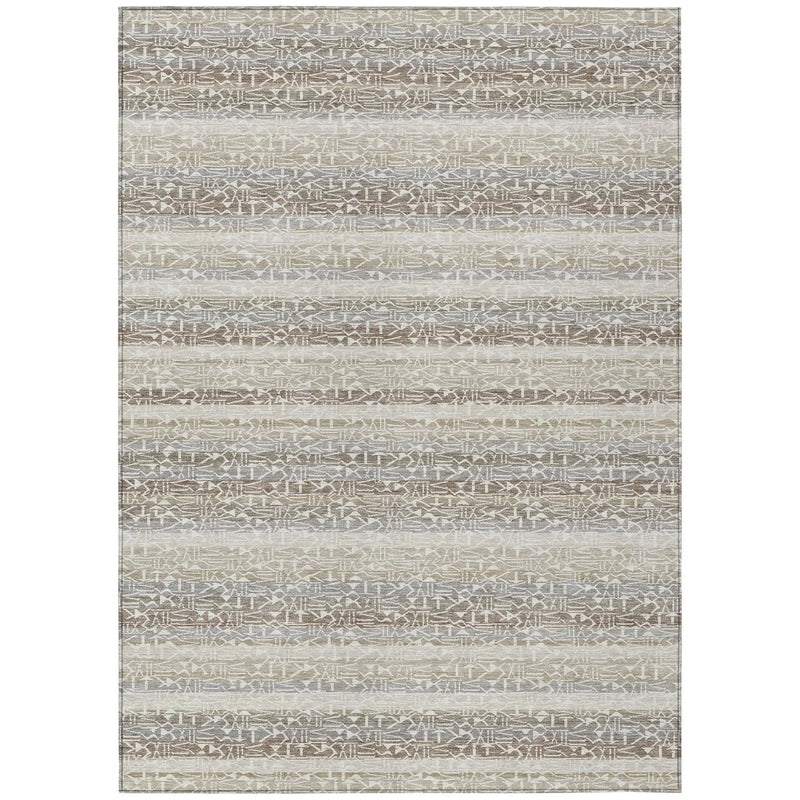 5' X 8' Beige And Brown Striped Washable Indoor Outdoor Area Rug Homeroots Outdoor