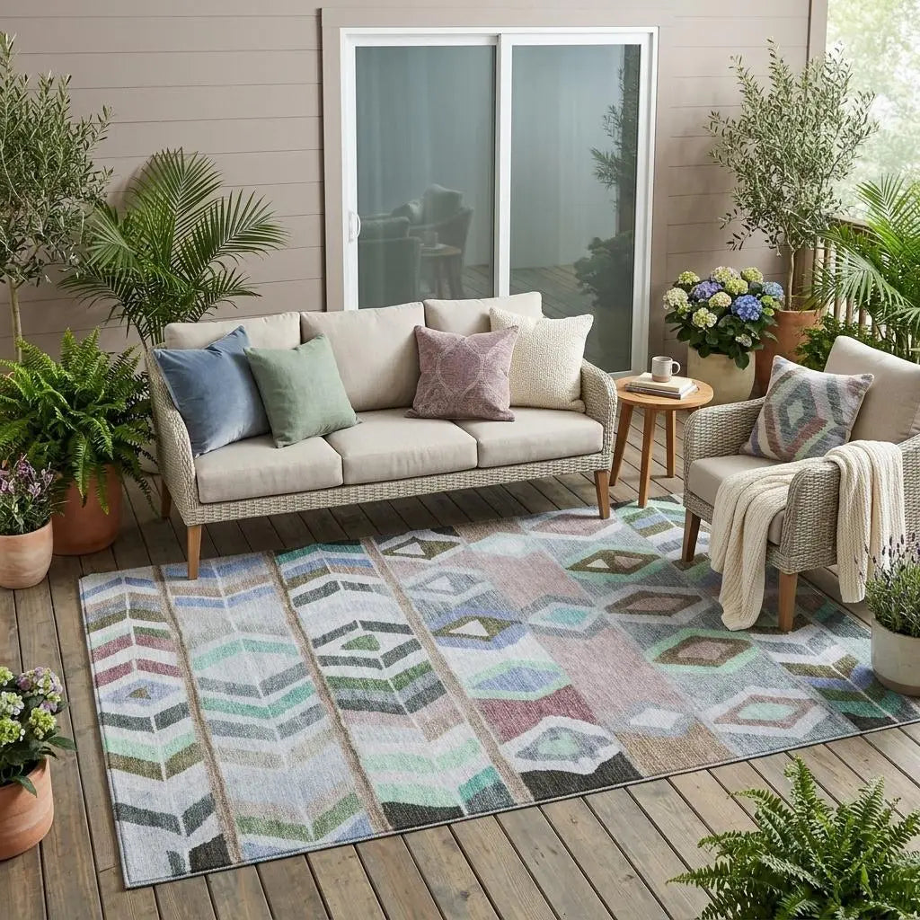 5' X 8' Beige And Brown Tribal Washable Indoor Outdoor Area Rug Homeroots Outdoor