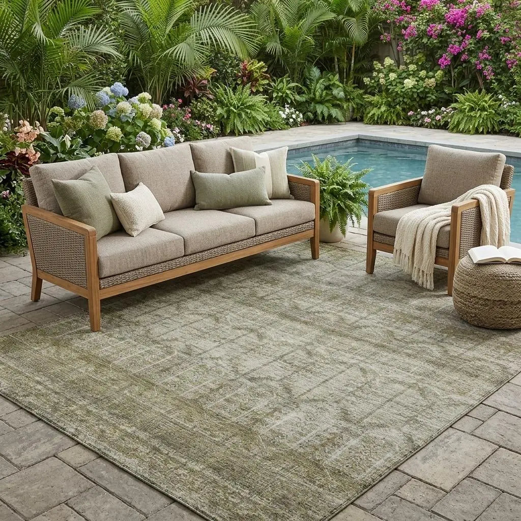 5' X 8' Beige And Brown Tribal Washable Indoor Outdoor Area Rug Homeroots Outdoor